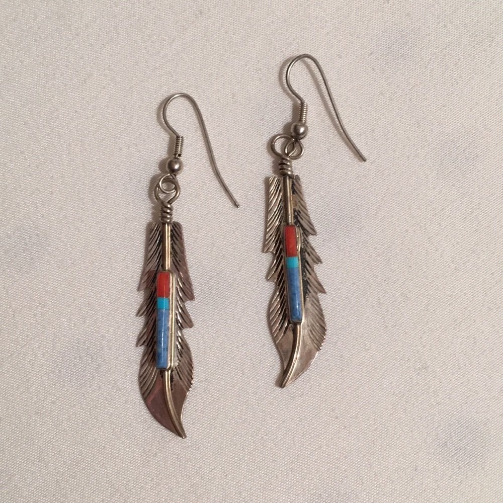 Sterling Silver Feather Earrings